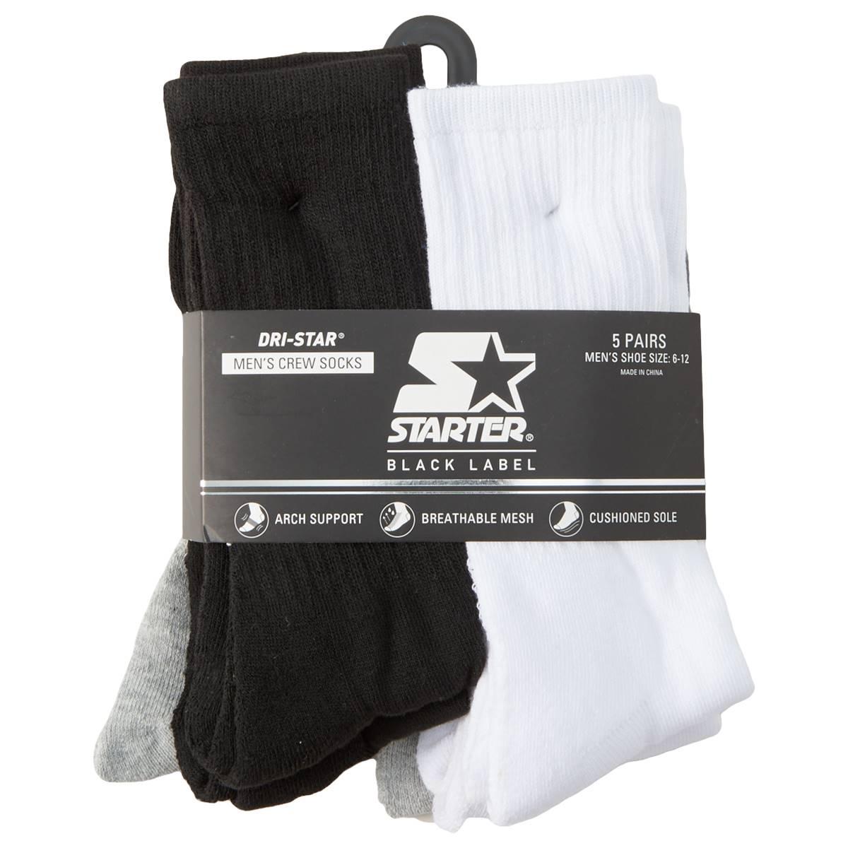 Mens Starter® 5pk. Crew Socks - White/Multi