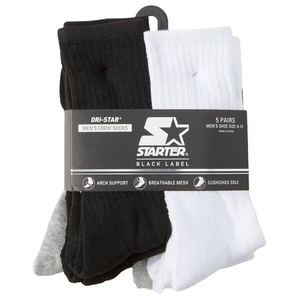 Mens Starter 5 Pair Pack Crew Socks - image 