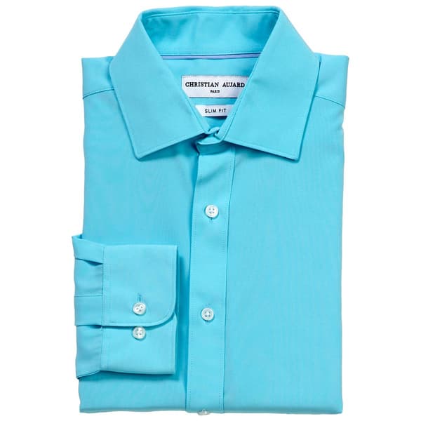 Mens Christian Aujard Slim Fit Stretch Dress Shirt - Turquoise - image 