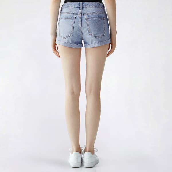 Juniors Celebrity Pink Mid Rise Flip Fray Shorts