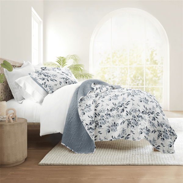 Soft Essentials Ultra Soft Rose Garden Reversible Quilt Set