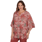 Plus Size Ruby Rd. Sedona Escape Tropical Burnout Henley Blouse - image 3