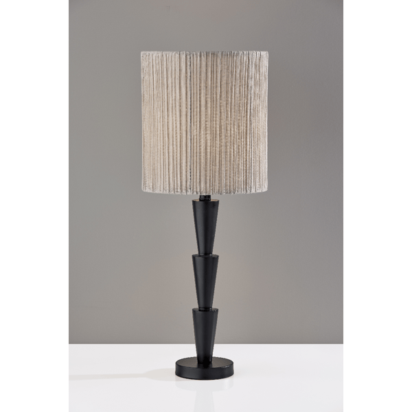 Adesso Amos Table Lamp with Soft Pleated Oatmeal Linen Shade