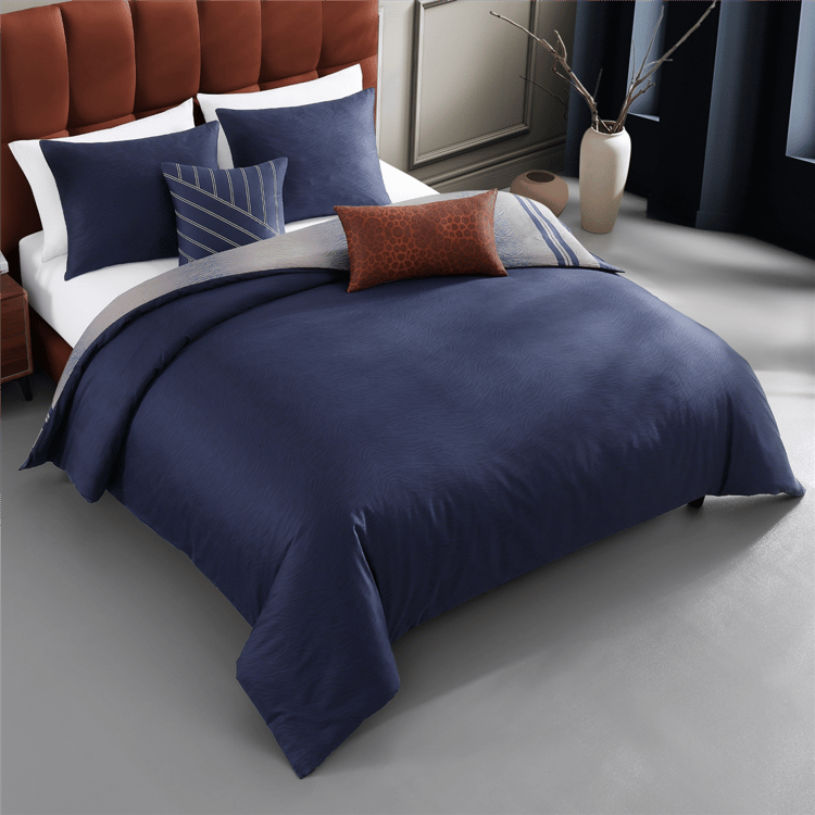 Bebejan Dark Blue Animal Prints 5pc. Reversible Comforter Set