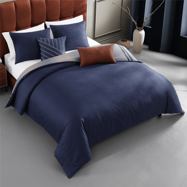 Bebejan Dark Blue Animal Prints 5pc. Reversible Comforter Set