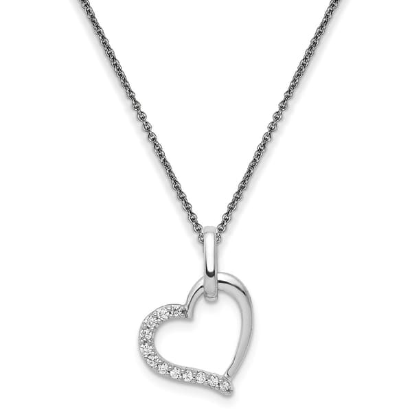 Diamond Classics&#40;tm&#41; 14k White Gold Heart Pendant Necklace - image 