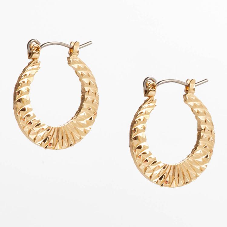 Design Collection Gold-Tone Textured Hoop Earrings