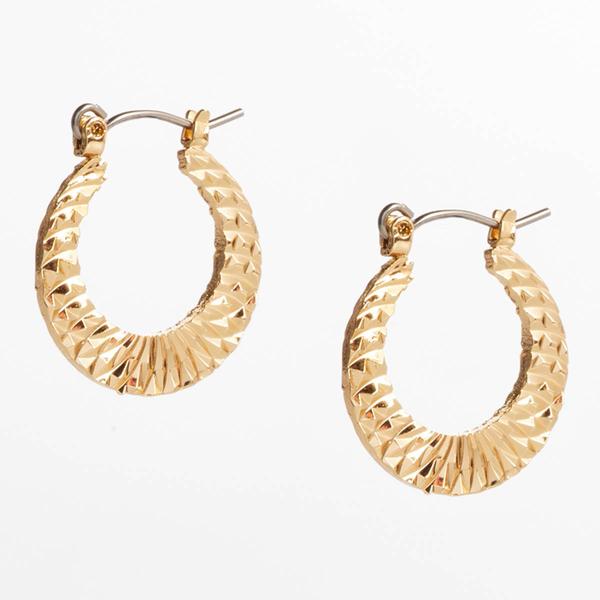 Design Collection Gold-Tone Textured Hoop Earrings - image 