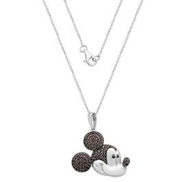 Disney Sterling Silver & Jet Mickey Head Necklace