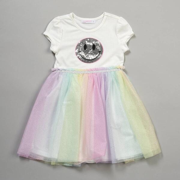 Girls &#40;4-6x&#41; Young Hearts Sequin Smiley Ombre Tutu Dress - image 