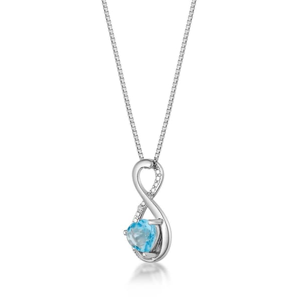 Mens Lynx Sterling Silver 6MM Heart Blue Topaz Infinity Pendant