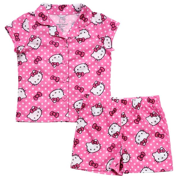Toddler Girl Hello Kitty&#40;R&#41; Dot Bow Top & Shorts Pajama Set - image 