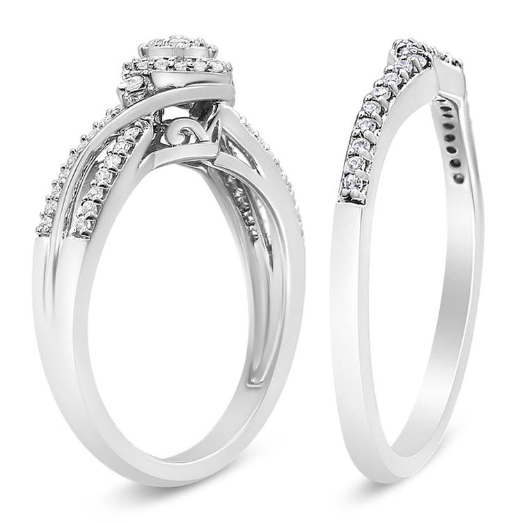 Haus of Brilliance Silver 1/3ctw. Diamond Bypass Bridal Set