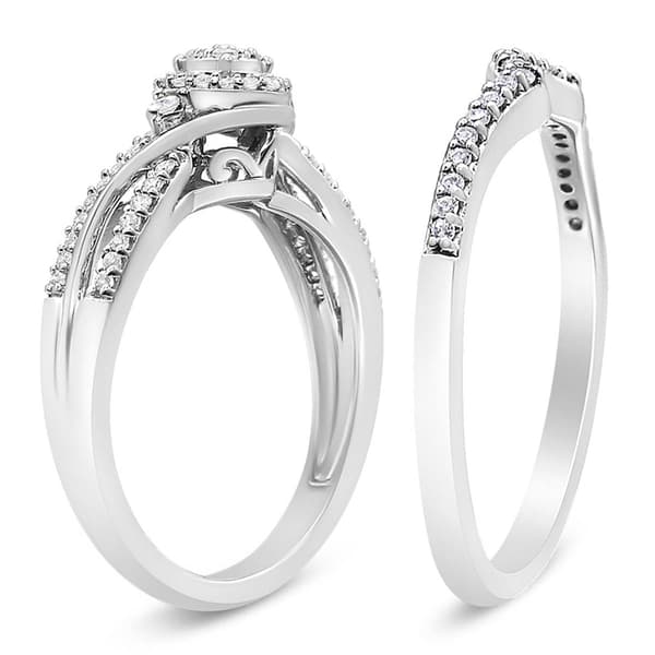 Haus of Brilliance Silver 1/3ctw. Diamond Bypass Bridal Set