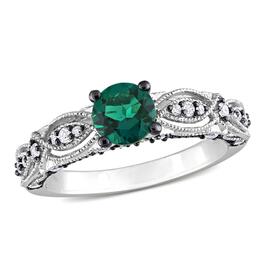 Gemstone Classics&#40;tm&#41; Lab Created Emerald & White Sapphire Ring