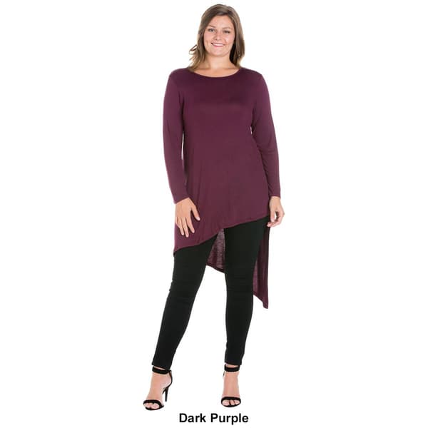 Plus Size 24/7 Comfort Apparel Asymmetrical Knee Length Tunic