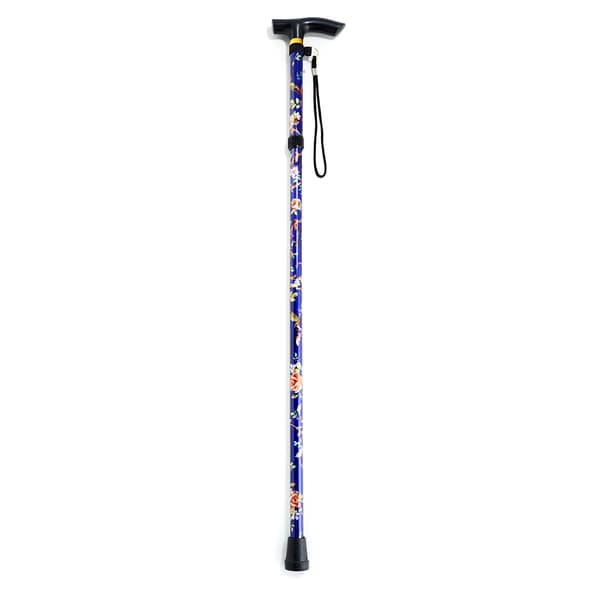 Womens Floral Pattern Fashion Folding Cane - Royal Blue