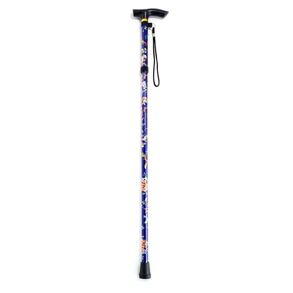 Womens Floral Pattern Fashion Folding Cane - Royal Blue - image 