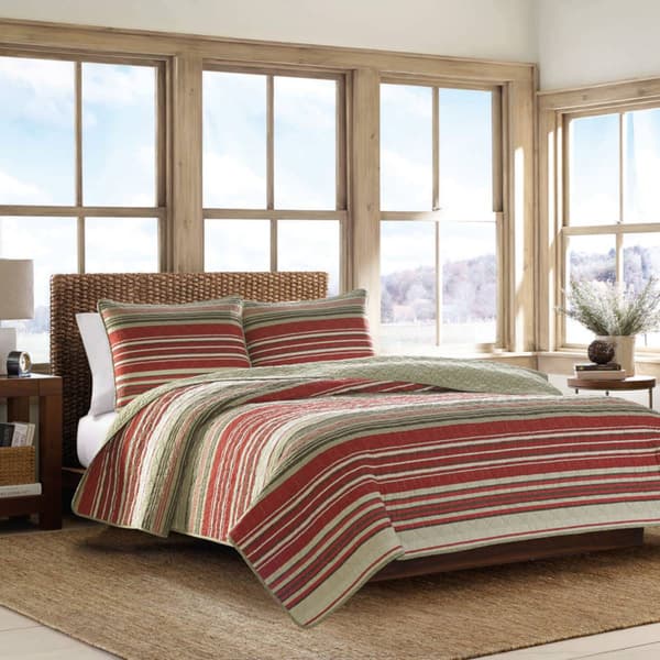 Eddie Bauer Yakima Valley Stripe 136 Thread Count Quilt Set - image 