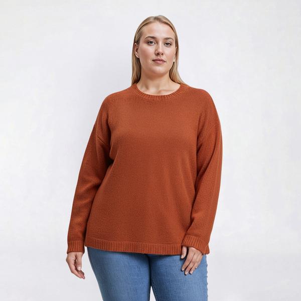 Plus Size Emily Daniels Long Sleeve Solid Crew Neck Sweater