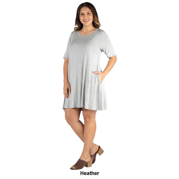 Plus Size 24/7 Comfort Apparel Knee Length Fit & Flare Dress