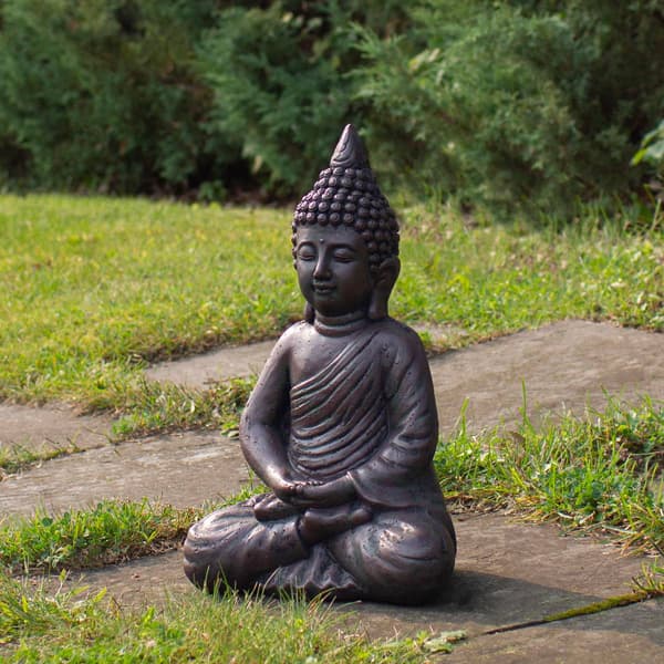 Northlight Seasonal Dark Brown Meditating Buddha Garden Statue - image 