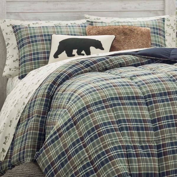 Eddie Bauer Rugged Plaid Navy Rreversible Comforter Set