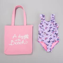 Toddler Girl Kensie Girl 2pc. Butterfly One Piece Swimsuit & Bag