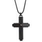 Mens Lynx Stainless Steel with Carbon & Black IP Cross Pendant - image 1