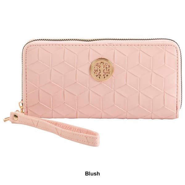 Womens Sasha Geometric Texture Zip Around Wristlets