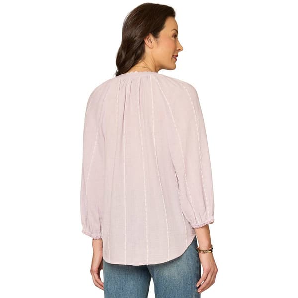 Petite Democracy 3/4 Blouson Sleeve Stripe Drawstring Blouse