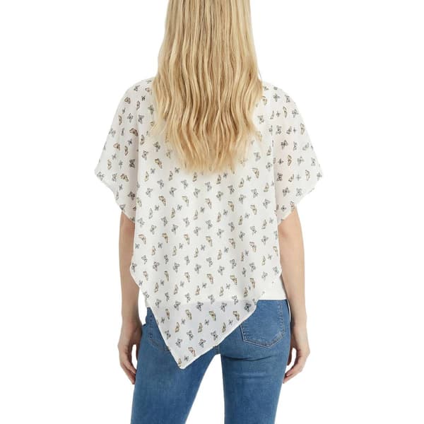 Womens NY Collection Butterfly V Neck Chiffon Poncho Blouse