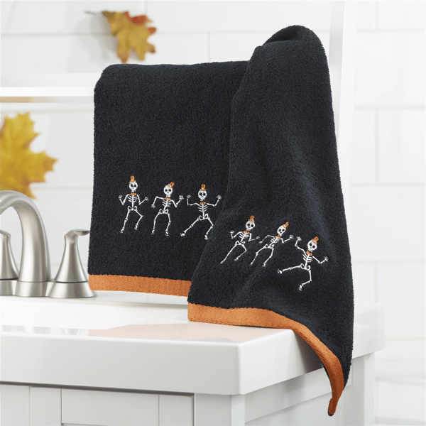 Avanti Skeletons Halloween 2pk. Embroidered Hand Towels