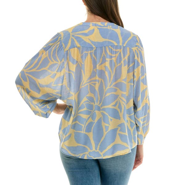 Womens Zac & Rachel 3/4 Sleeve Front Button Large Floral Blouse