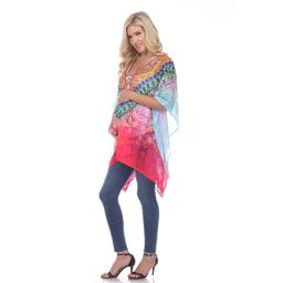 Plus Size White Mark Purple Print Maternity Poncho