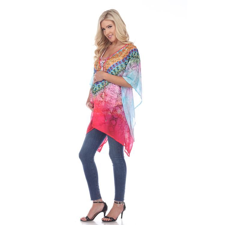 Plus Size White Mark Purple Print Maternity Poncho