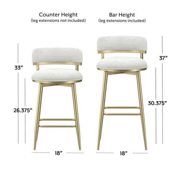 HH2 Home Jaxon Metal & Upholstered Swivel Adjustable Height Stool