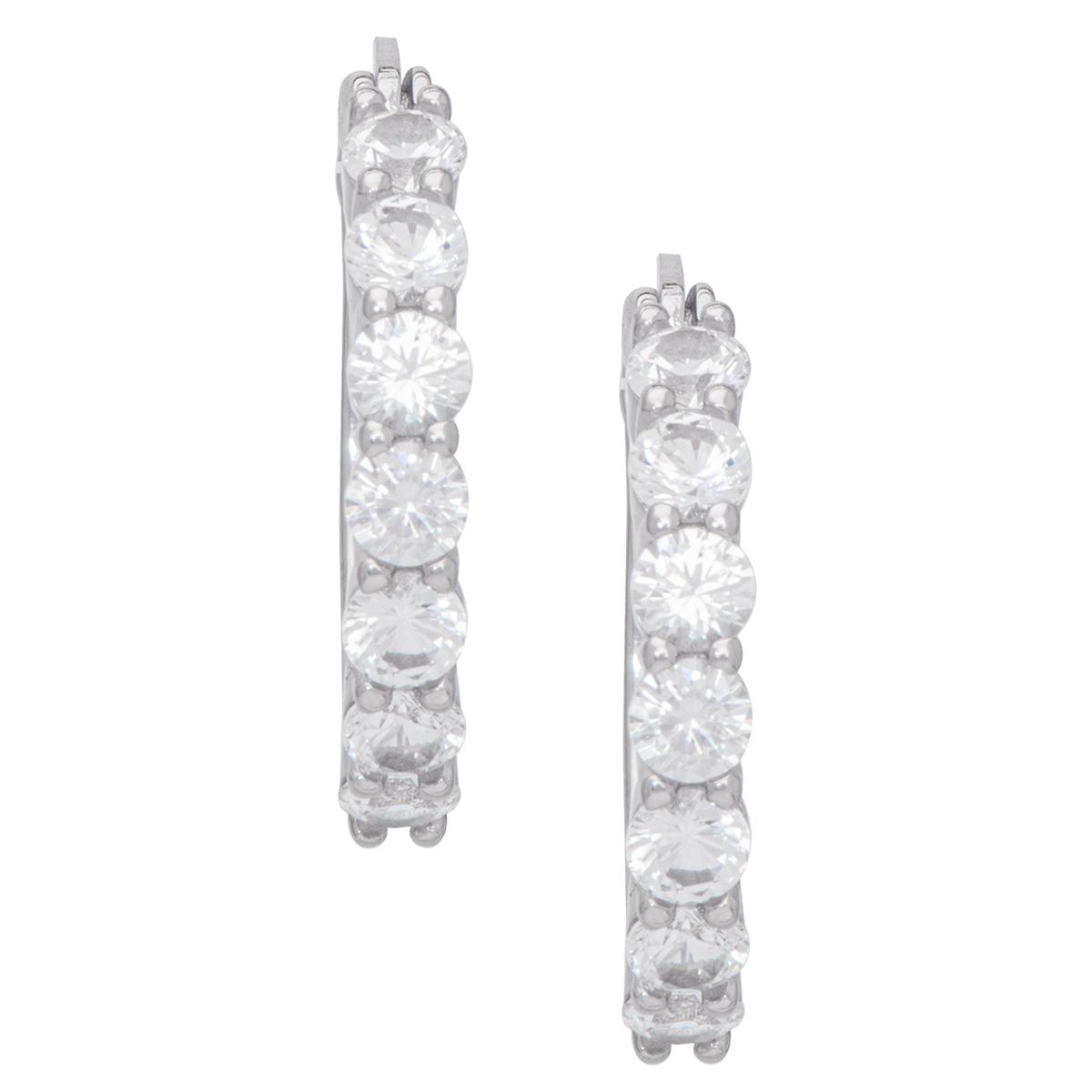 Gianni Argento Sterling-Silver Lab White Sapphire Hoop...