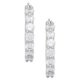 Gianni Argento Sterling-Silver Lab White Sapphire Hoop Earrings