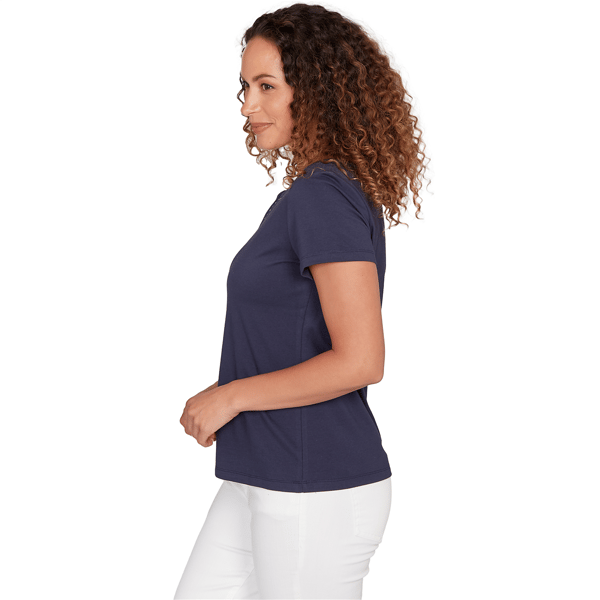 Petite Hearts of Palm Smooth Sailing Studded Keyhole Blouse