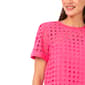 Womens Cece Short Sleeve Solid Circle Eyelet Blouse - image 3
