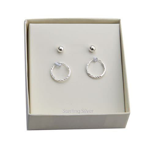Marsala 2pr. Hoops & Ball Earrings Set