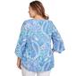 Plus Size Ruby Rd. Bali Blue Knit Turkish Paisley 3/4 Sleeve Blou - image 2