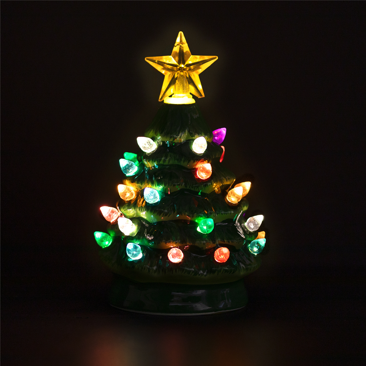 Northlight Mini LED Retro Green Christmas Tree with Star Ornament