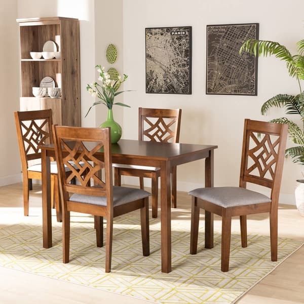 Baxton Studio Nicolette Grey/Walnut Brown 5pc. Dining Set