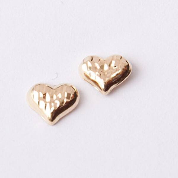 Kids Yellow 14kt. Gold Small Puffed Heart Stud Earrings - image 