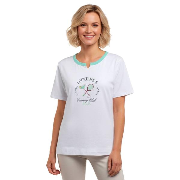 Womens HUE Short Sleeve Cocktails Country Club Boxy Tee - image 