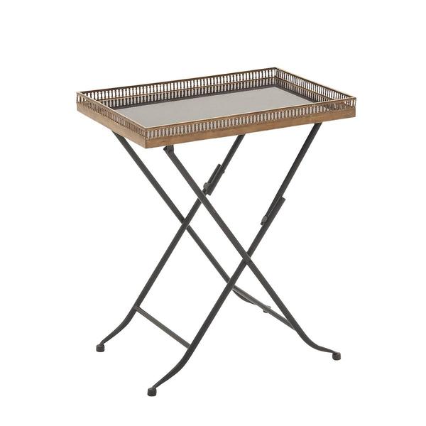 9th & Pike® Gold Metal and Marble Traditional Accent Tray Table