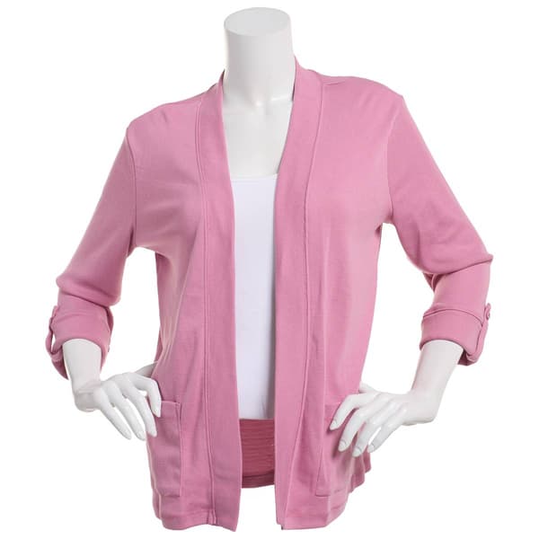 Womens Hasting & Smith 3/4 Sleeve Solid Open Front Cardigan - image 