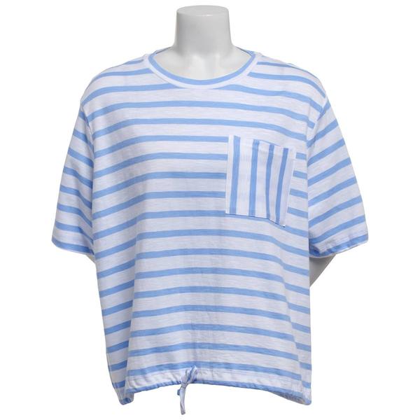 Petite Erika Brooklyn Elbow Sleeve Stripe Bubble Hem Tee